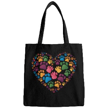 Discover Colorful Cat Paw Prints Forming a Heart Shape Bags