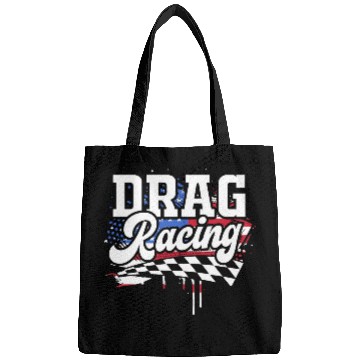 Discover Racetrack Car Racing Lover US Flag Drag Racing Bags