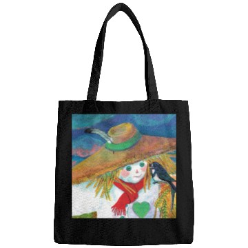 Discover Cute Scarecrow And Barn Swallow Illustration Bags