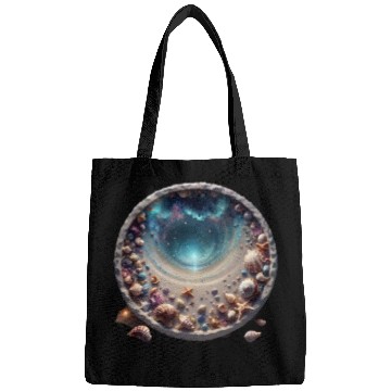 Discover Ocean Meets the Shore inside a circle design Bags