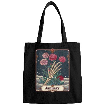 Discover January Gothic Tarot Card - Carnation Flower & Ske Bags