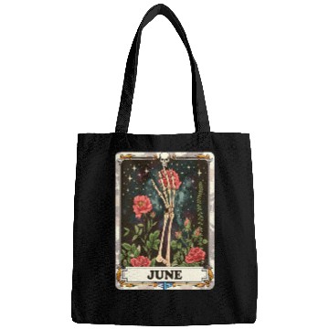 Discover June Gothic Tarot Card - Rose Flower & Skeleton's Bags