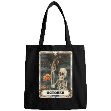 Discover October Gothic Tarot Card - Marigold Flower & Skel Bags