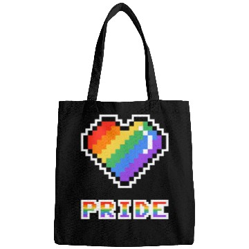 Discover Pixel heart Pride rainbow colored Bags