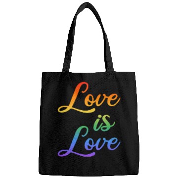 Discover love is love rainbow colored letters Bags