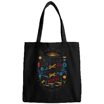 Discover San Diego Registered Nurse Skyline Tribute Graphic Bags