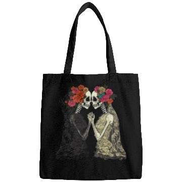 Discover Lesbian Couple Skeletons Kissing LGBTQ Pride Bags
