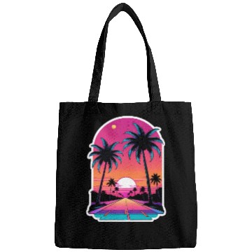 Discover Miami Road into the Sunset 80s Synthwave Retro Bags