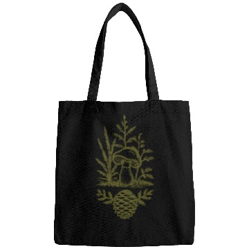 Discover Mushroom and Pine Cone Design Forest Green Bags