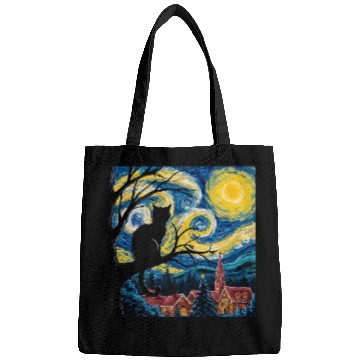 Discover Starry Night Cat Art Premium Bags