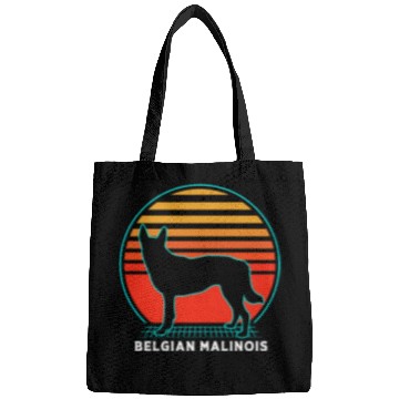Discover Retro 80s Dog Silhouette Belgian Malinois Bags