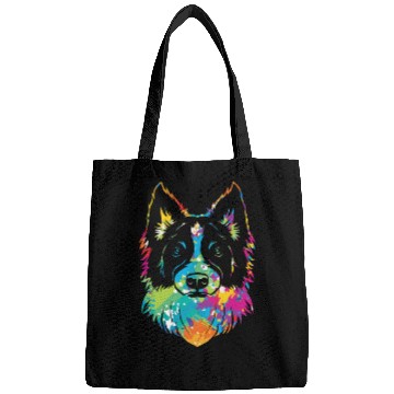 Discover Pop Art Style Dog Face Puppy Border Collie Bags