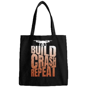 Discover Drone Saying Build Crash Repeat Funny Pilot Bags