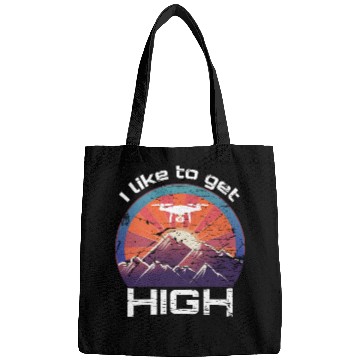 Discover Drone FPV racing mountains retro vintage sunset Bags