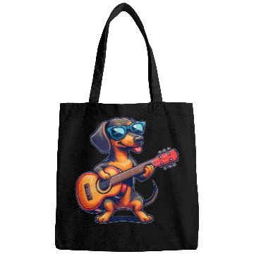 Discover Cute Dachshund Guitar Player Sunglasses Bags