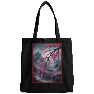 Discover Vintage Cherry Blossom Landscape Graphical Bags