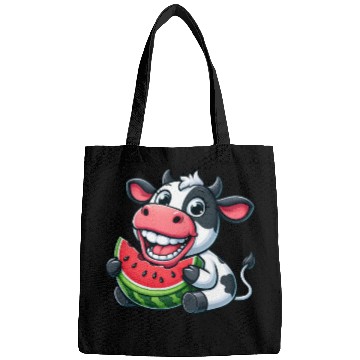 Discover Funny cow bull steer watermelon summer fruit Bags