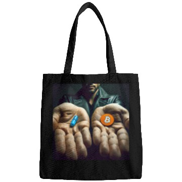 Discover Bitcoin BTC Cryptocurrency Orange Pill Blue Pill Bags