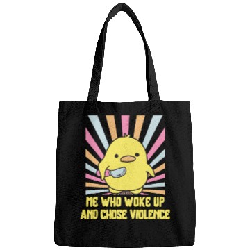 Discover Cute Angry Duck Chick – Chose Violence Meme Bags