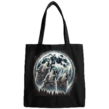 Discover Wolfs Moon Nature Cute forest graphic Bags