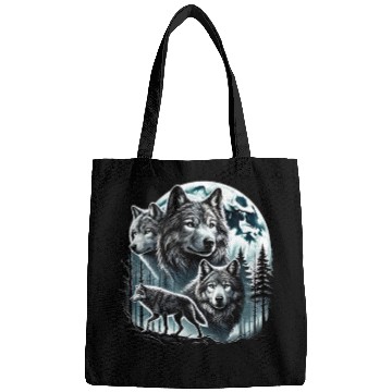 Discover Vintage Wolf 90s Wolf Lovers Retro Moon Bags