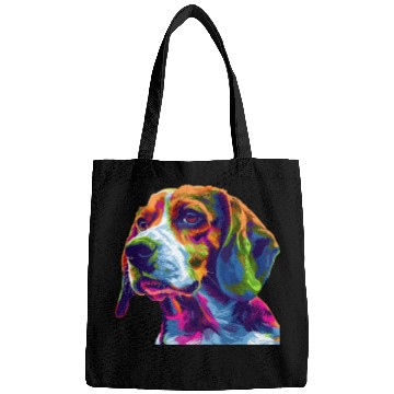 Discover Colorful Beagle Dog Portrait Art Bags