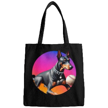 Discover Doberman baseball player Bags
