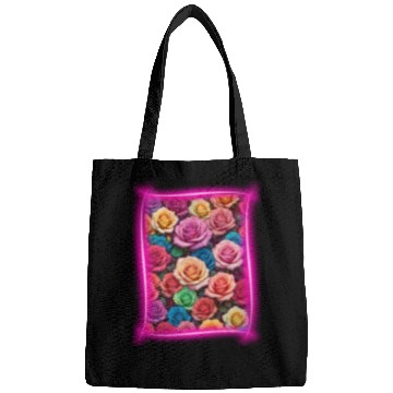 Discover Flower design framed by neon lights Bags