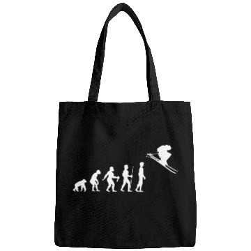 Discover FUNNY HUMAN EVOLUTION TO SKIER Bags