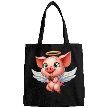 Discover Pig angel with wings and halo on the farm Bags