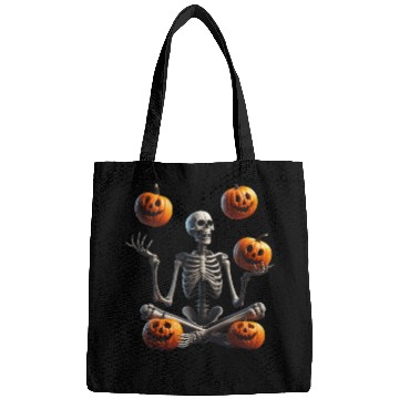 Discover Funny Halloween Pumpkin Juggling Skeleton Bags