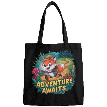 Discover Adventure Awaits Fox Sticker – Playful Wilderness Bags