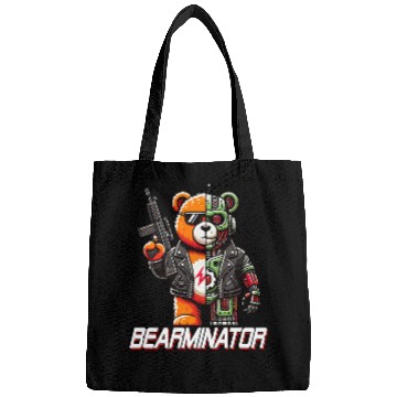 Discover Bearminator Funny Cyborg Teddy Bear Design Bags