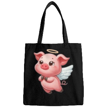 Discover Cute pig angel cartoon halo wings Bags