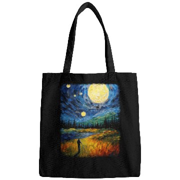 Discover Golf Player Golfer Golfing Starry Night Painting Bags