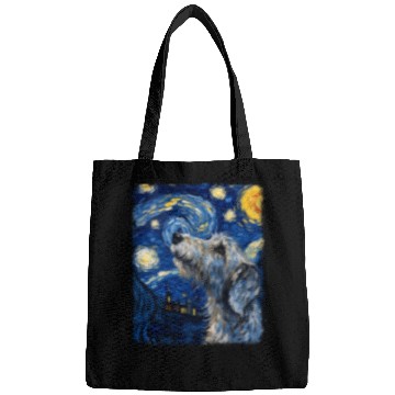 Discover Irish Wolfhound Dog Starry Night Painting Bags