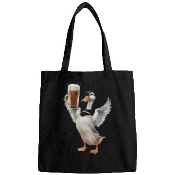 Discover Duck Drinking Beer Realistic Bags