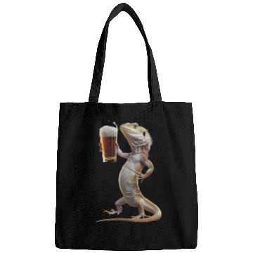 Discover Lizard Drinking Beer Realistic Bags