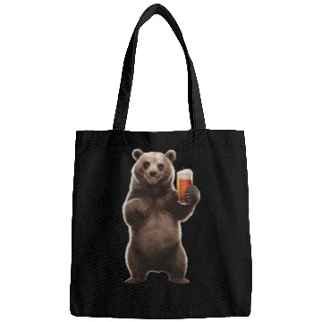 Discover Bear Drinking Beer Realistic Bags