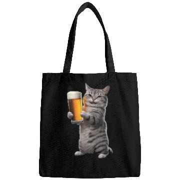 Discover Cat Drinking Beer Realistic Bags