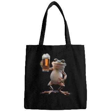 Discover Frog Drinking Beer Realistic Bags