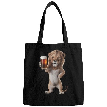 Discover Lion Drinking Beer Realistic Bags