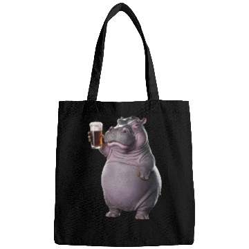 Discover Hippo Drinking Beer Realistic Bags