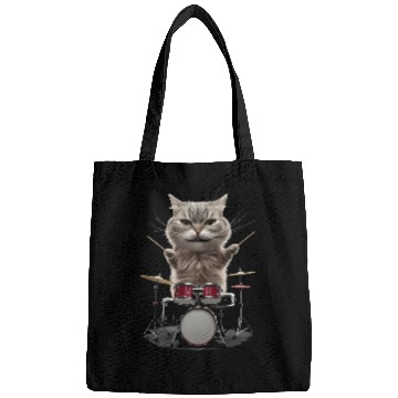 Discover Cat Playing Drums Realistic Bags