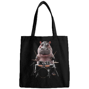 Discover Hippo Playing Drums Realistic Bags