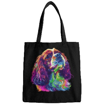 Discover Cavalier King Charles Spaniel Illustration Rainbow Bags
