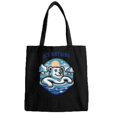 Discover relaxed polar bear takies ice bath funny mascot Bags