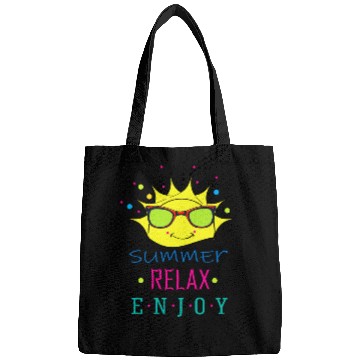 Discover Summer: Relax: Enjoy - Sun Face Funny Bags