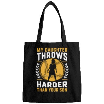 Discover Throw Harder Softball Dad Funny Daddy Father's Day Bags