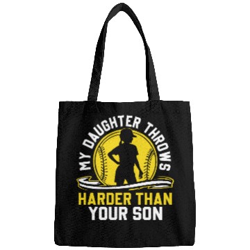 Discover Throw Harder Softball Dad Funny Daddy Father's Day Bags